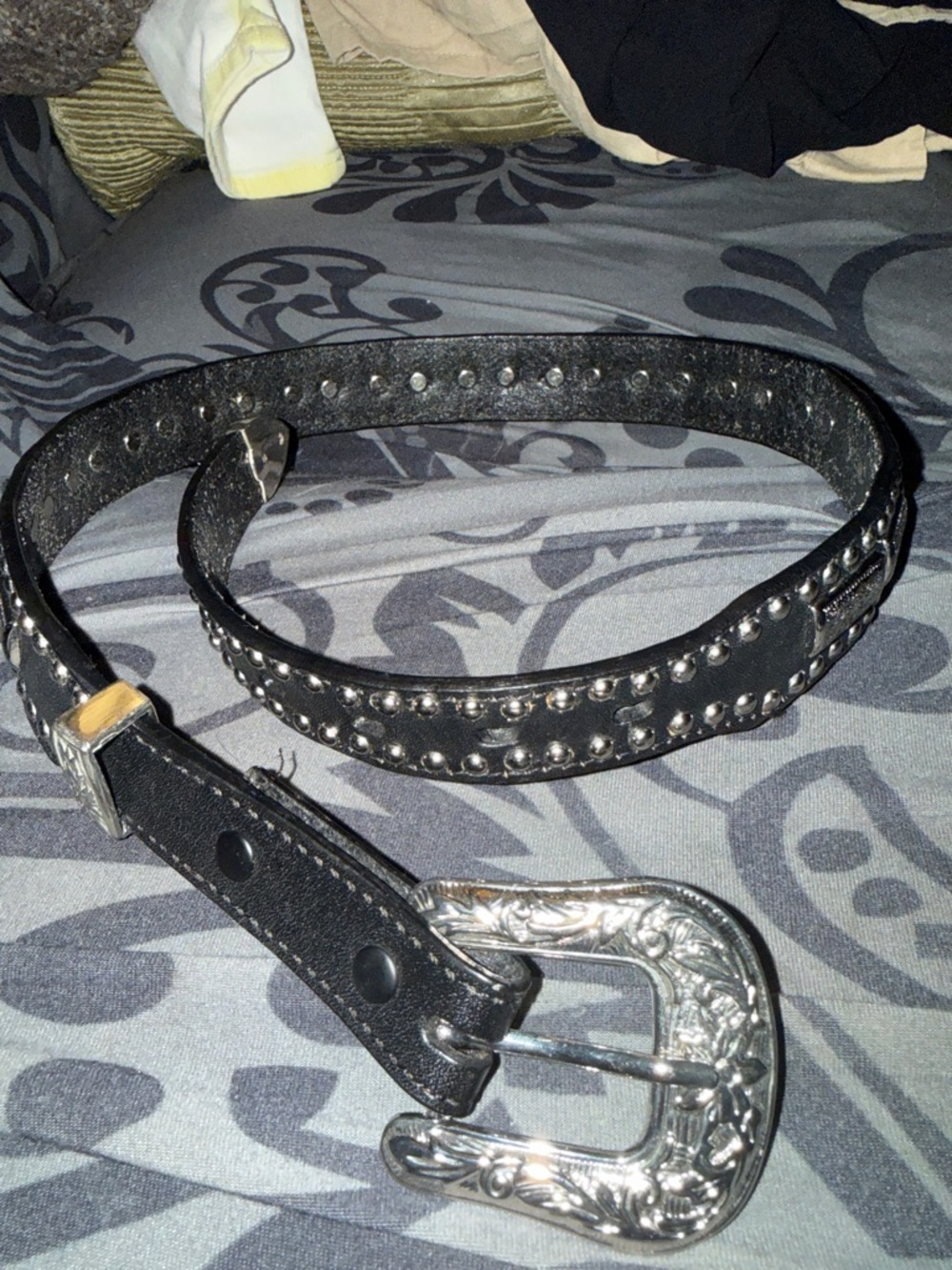 Vintage Nocona Leather Silver Tone Studded Belt!!!